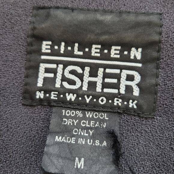 Eileen Fisher Size M 100% Wool Long Sleeve Button Up Tunic Top Gray Mature - Picture 7 of 7